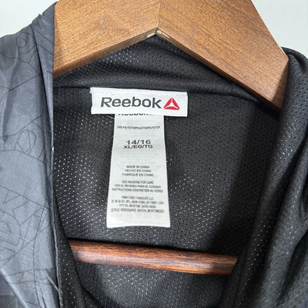 Youth Reebok Guard Windbreaker Jacket Black Gray Size XL 14/16‎